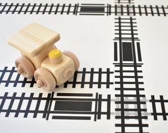 Wooden Train Toy With Train Tape Wooden Toy Train Choo Choo Train Steam Locomotive Wood Toy Train Birthday Train Track Tape Train Tape