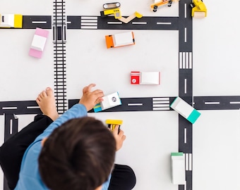 Washi-tapeset voor trein en weg Speelkamerdecortape Spoorbaan Decoratie kinderen fantasierijk spelen Activiteit rijbaantape Stratenplan