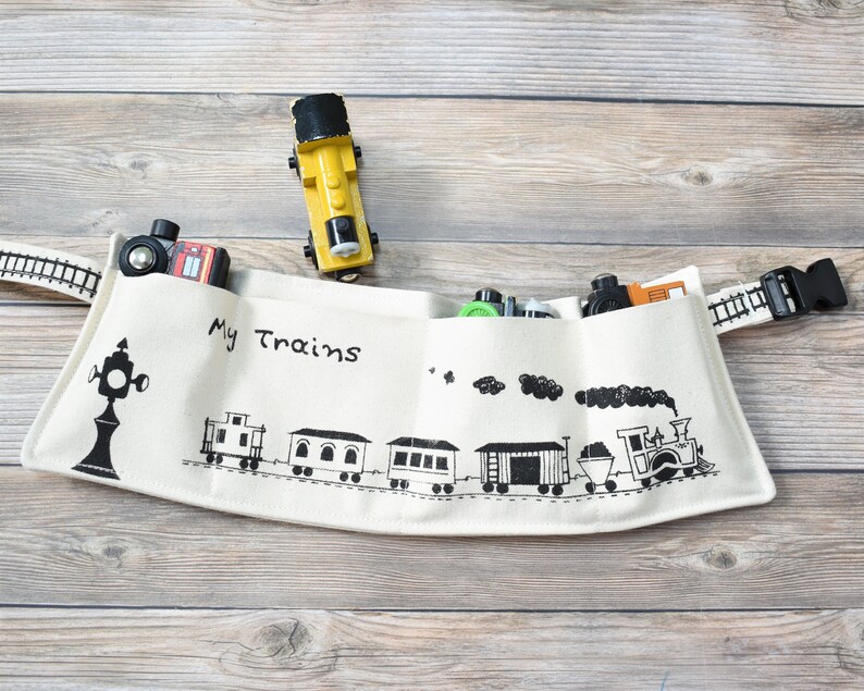 Train Organizer Custom Train Belt Train Travel Pouch Train Birthday Wooden Train belt Train Gift Custom Toy Storage Personalized Train