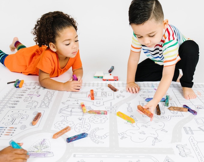 Kids Giant Coloring Page Huge Train Tracks Activity Banner Large Construction Coloring Page Town Coloring Banner Kids Activity Page Giant