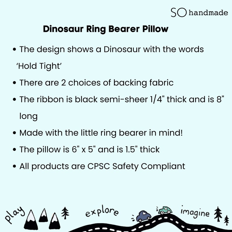 dinosaur ring bearer pillow details