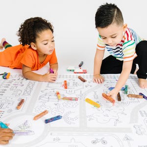 Giant Train Tracks Coloring Page: Kids Town Activity Banner