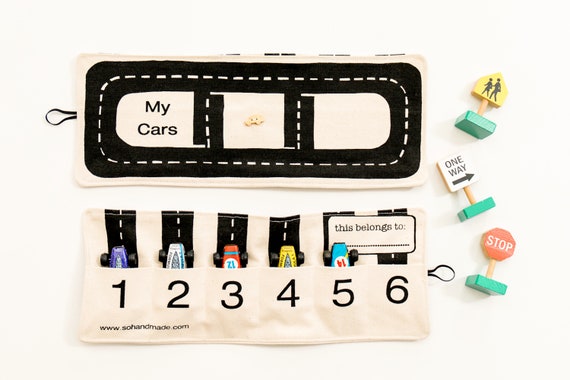 Personalized Toy Car Storage Montessori Toys Travel Toys Kids Car Organizer Organic Kids Toys Customized Kids Toys Personalized Boys Gift