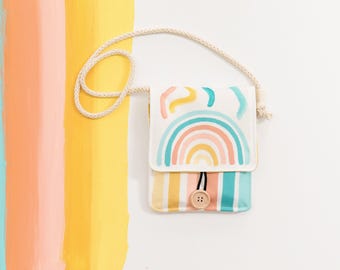 Pink Rainbow Crayon Holder Pastel Rainbow Boho Rainbow Bag Little Girl Purse Gift for 3 Year Old Girl Accessory Pastel Toddler Purse Pastel