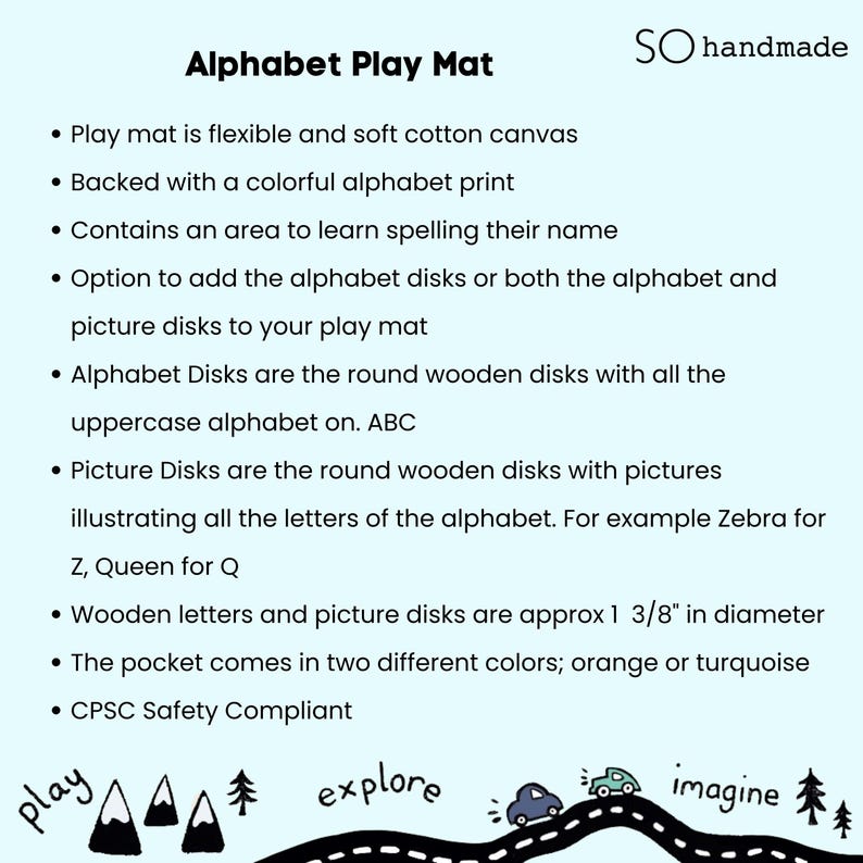 alphabet play mat details