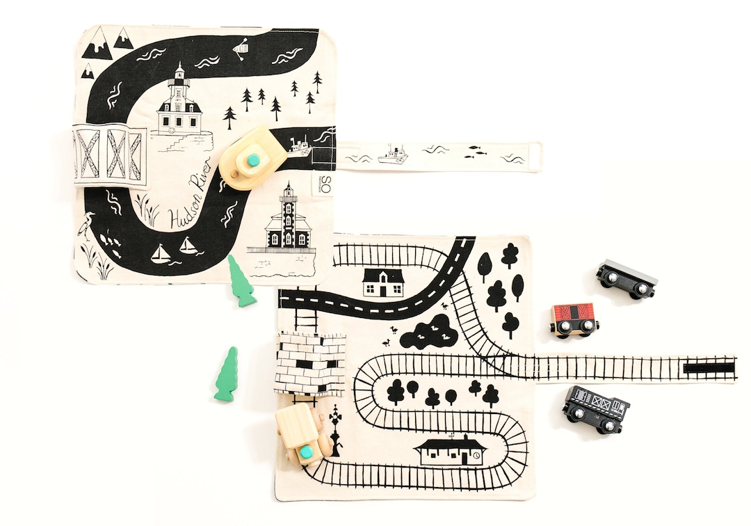 Set of Train and River Playmats Handmade Organic Toddler - Etsy