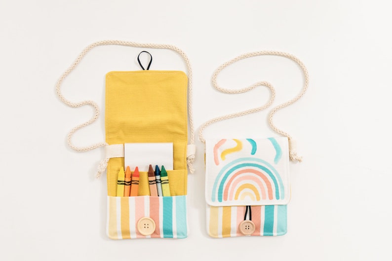 Rainbow Crayon Holder Childrens Travel Activity Bag Crayon Etsy