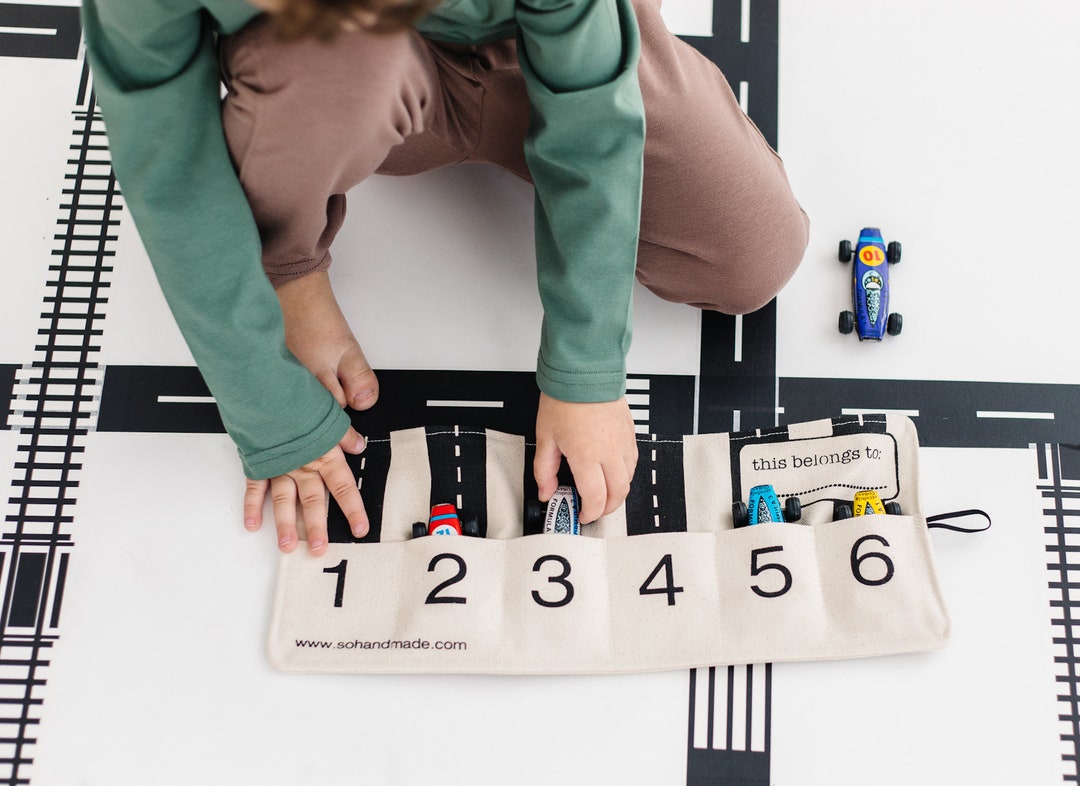 Organic TOY CAR ROLL Small Cars Toy Car Storage Kids Birthday Gifts