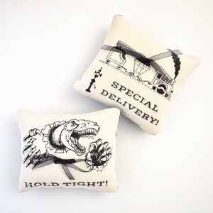 Set of 2 Ring Bearer Pillows Toddler Ring Bearer Cushion Toddler Wedding Outfit Boys Wedding Accessories Train Wedding Dinosaur Wedding