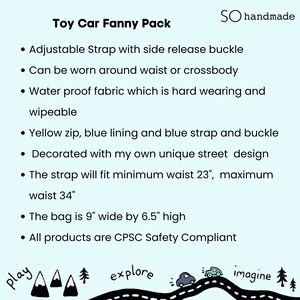 toy car fanny pack details