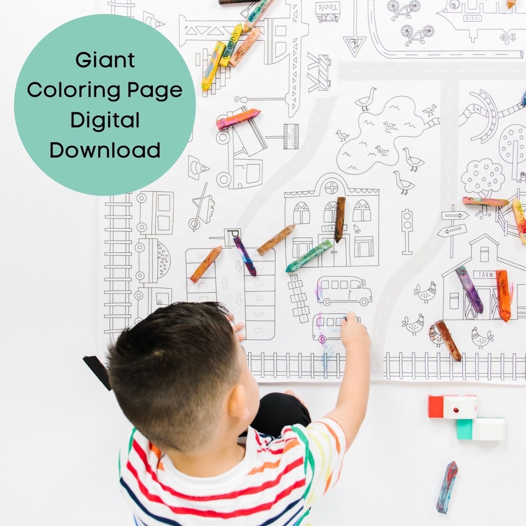 Giant Coloring Page Download Jumbo Poster Construction Coloring Train ...