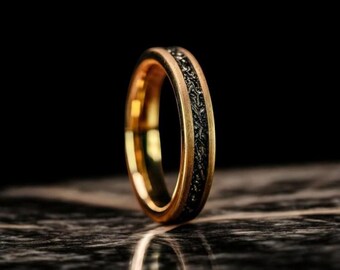 Rose Gold Tungsten Meteorite Ring - 4mm Women's Wedding Band, Elegant Ring, Gift For Her