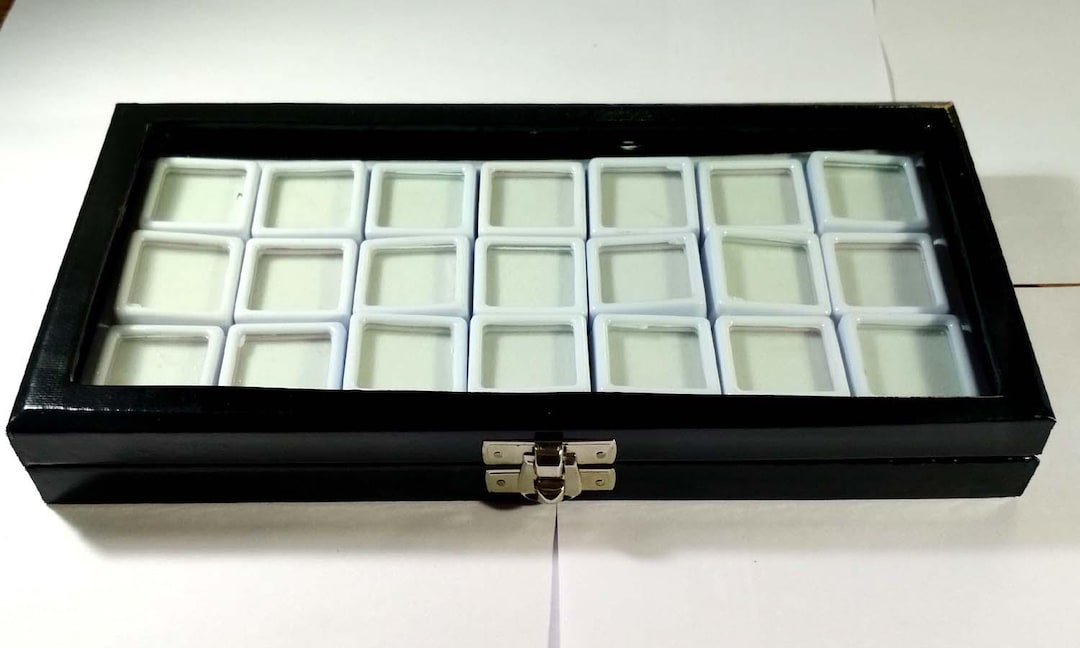 Box Invisible Glass Gemstone Display Box, Transparent Glass Lid, Wooden Jewelry Storage - Etsy