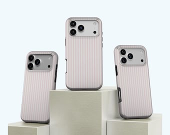 Pink Striped Phone Case, Retro Minimalist Aesthetic Lines for iPhone 17 16 15 14 13 12 11 Pro Max, Samsung S25 S24 Ultra