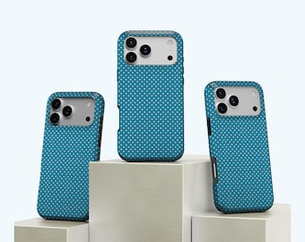 Blue Polka Dot Phone Case, Soft Girl Cute Design, Y2K Style, Cute Trendy Aesthetic, iPhone 17 16 15 14 13 12 11 Pro Max, Samsung S25 S24 S23