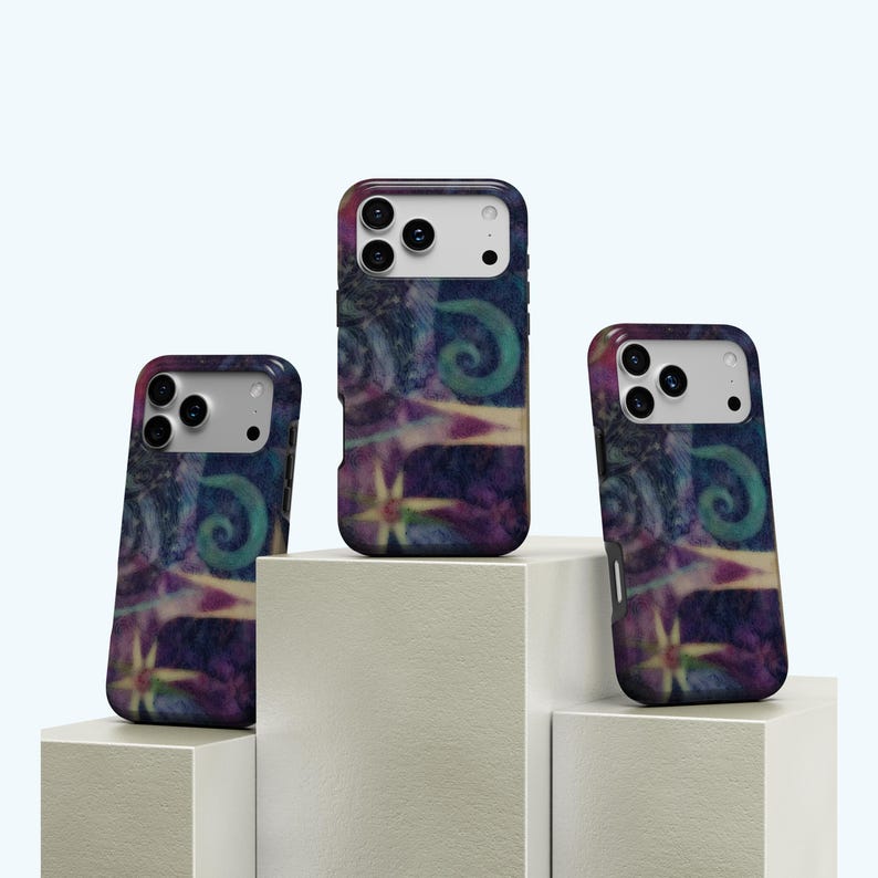 Abstract Painting With Stars And Swirls, Whimsical Phone Case, Vintage Dreamcore Spiral Aesthetic iPhone 18 17 16 15 14 13 12 11, Samsung S25