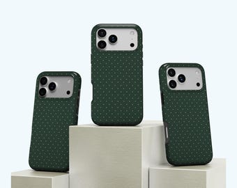 Green Polka Dot Phone Case, Chic Minimalist Style, Stylish Phone Case, Durable Mobile Cover, iPhone 17 16 15 14 13 12 11, Samsung S25 S24