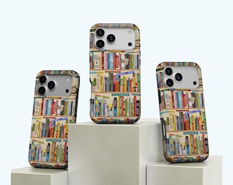 Book Phone Case, Bookshelf Bookish Phone Case, Bookcase Phone Case,  Vintage Library Case, iPhone 17 16 15 14 13 12 11 Pro Max, Samsung S25