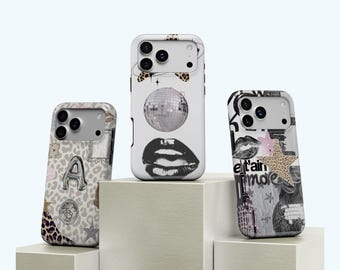 New York Collage Phone Case, Disco Ball Phone Cover, Leopard Star, Y2K Glitter Lips Soft Case, iPhone 17 16 15 14 13 12 11 Pro Max, Samsung