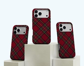 Rote karierte Handyhülle, passende Handyhülle, Urlaub Handyhülle, rote Tartan karierte Handyhülle, iPhone 17 16 15 14 13 12 11, Samsung S25 S24