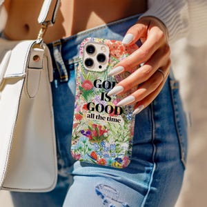 Kristet bibelverscitat Gud är god Jesus religiöst kors tro telefonskal, iPhone 17 16 15 14 13 12 11 Pro Max, Samsung S25 S24 S23 S22