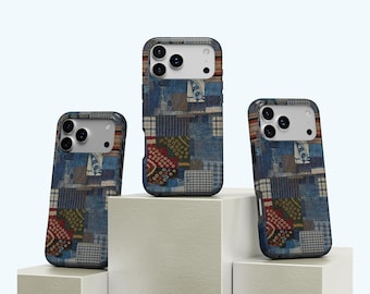 Etui w kratkę vintage z pikowanym wzorem, etui na telefon z pikowanym wzorem, etui w stylu retro, iPhone 17 16 15 14 13 12 11, Samsung S25 S24