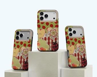 Ladybug Phone Case, Simple Red Cute Pink Cover, Ladybug Apple Theme Protective Case, iPhone 17 16 15 14 13 12 11 Pro Max, Samsung S25 S24