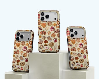 Bakery Lover Phone Case: Cute Bread Waffle Cake Foodie Gift iPhone 17 16 15 14 13 12 11 X Pro Max Plus Air MagSafe Samsung Galaxy S25