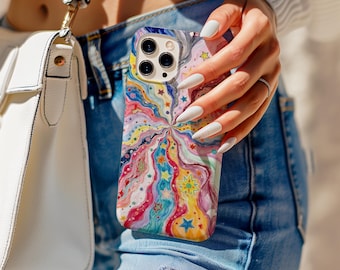 Psychedelic Starburst Phone Case, Trippy Cosmic Swirl Art Design, Psychedelic Cosmic Phone Cover, iPhone 17 16 15 14 13 12 11, Samsung S25
