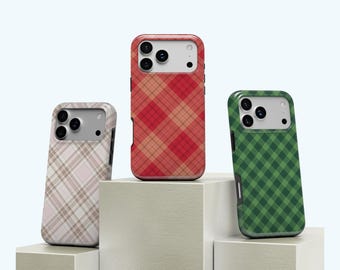 Gingham Phone Case, Soft Girl Cute, Fall Autumn Aesthetic, Plaid Phone Case, Christmas Tartan Check Cover, iPhone 17 16 15 14 13 12, Samsung