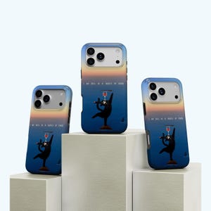 Funny Cat Phone Case,  Cute Cat & Wine Phone Case, Retro Art Y2K Gradient Whimsy Cover, iPhone 17 16 15 14 13 12 11 Pro Max, Samsung S25 S24