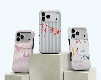 Bikini Bottom Phone Case,  Beach Coastal Ocean Cover, Coastal Summer Stripe Aesthetic Cover, iPhone 17 16 15 14 13 12 Pro Max, Samsung S25