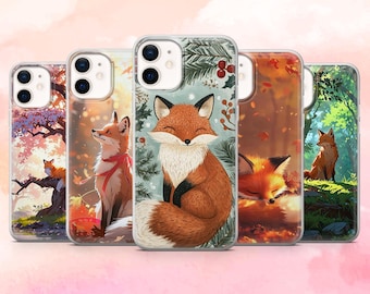 Fox Phone Case Red Fox Kawaii Cover for iPhone 17, 16, 15, 14, 13, 12 Samsung S25, S24, S23, A56, A16 Pixel 10Pro, 9A, 8A, 8Pro