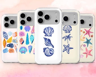 Seashell Phone Case Beach Shells Cover for iPhone 17, 16, 15, 14, 13, 12 Samsung S25, S24, S23, A56, A16 Pixel 10Pro, 9A, 8A 8Pro