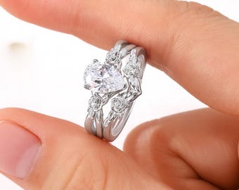 1.75 Ct. Simulated Diamond 925 Silver Women Wedding Ring Set Engagement Rings - Bridal Ring