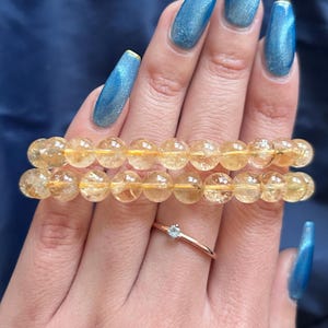 8mm Citrine Beaded Bracelet – Natural Stone Healing Jewelry, Stretch Bracelet, Abundance & Positivity Crystal Bracelet