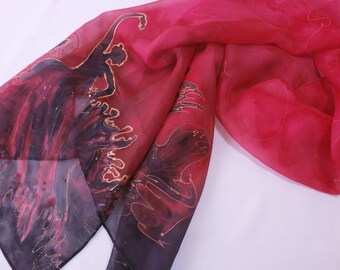 Flamenco , Hand Painted Silk Scarf
