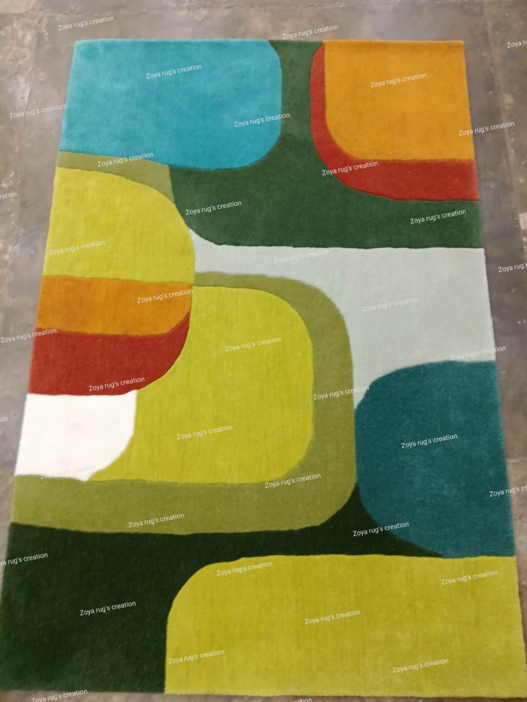 Modern Abstract Hand Tufted Area Rug | Colorful Geometric Wool Carpet ...