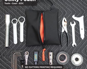 Utility Pouch Sewing Guide (PDF) – No Pattern Required, Beginner Friendly Zip Pouch, EDC Organizer