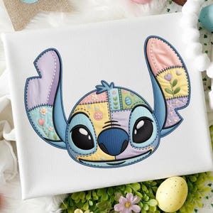 Faux Patchwork Stitch Ostern PNG, süßes Stitch Easter Design, Pastell Patchwork PNG, Trendy Ostern PNG, Frühling Patchwork PNG, Ostern Sublimation