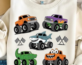 Monster Trucks Coquette PNG, Corsa con bandiera a scacchi, monster truck png, camion per bambini png,