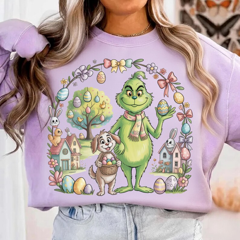 Spring Grinch Arch Funny Easter Grinch PNG, Cute Puppy Easter Basket PNG, Easter Bunny ...