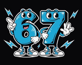 Six Seven 67 PNG, Six Seven Italian Brainrot, Trendy 67 Clipart for Cricut, cute cookie monster inspired 67 png, Instant Download
