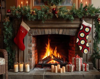 Granny Square Stocking Large, Christmas, Holiday Decor