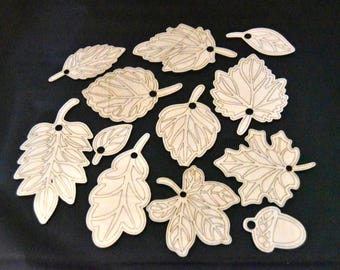 Wood leaf garland, paint craft