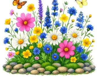 Watercolor Wildflower Clipart Bundle, Garden Flower PNG (Digital Download)
