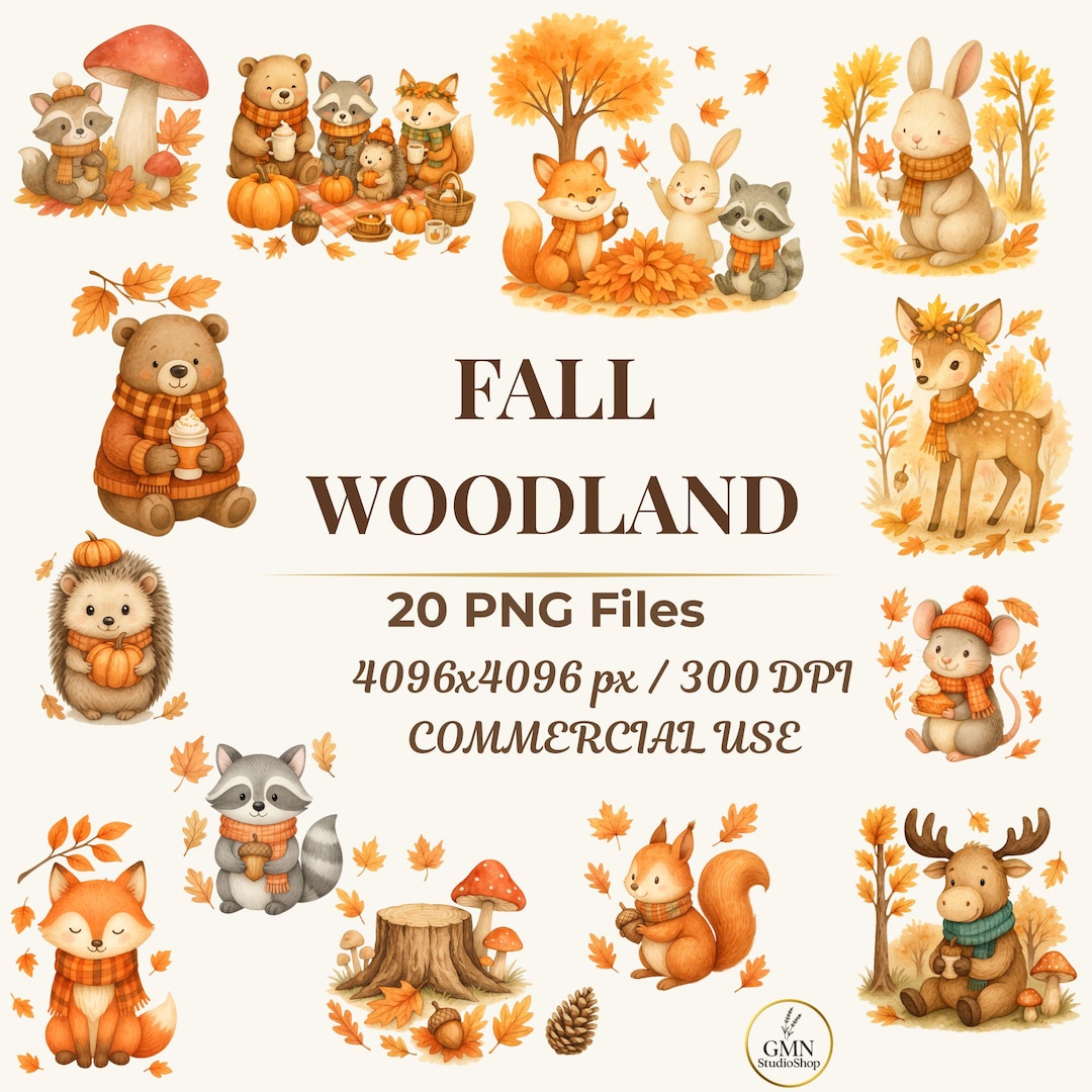 Watercolor Fall Woodland Animals Clipart Bundle (digital Download) - Etsy