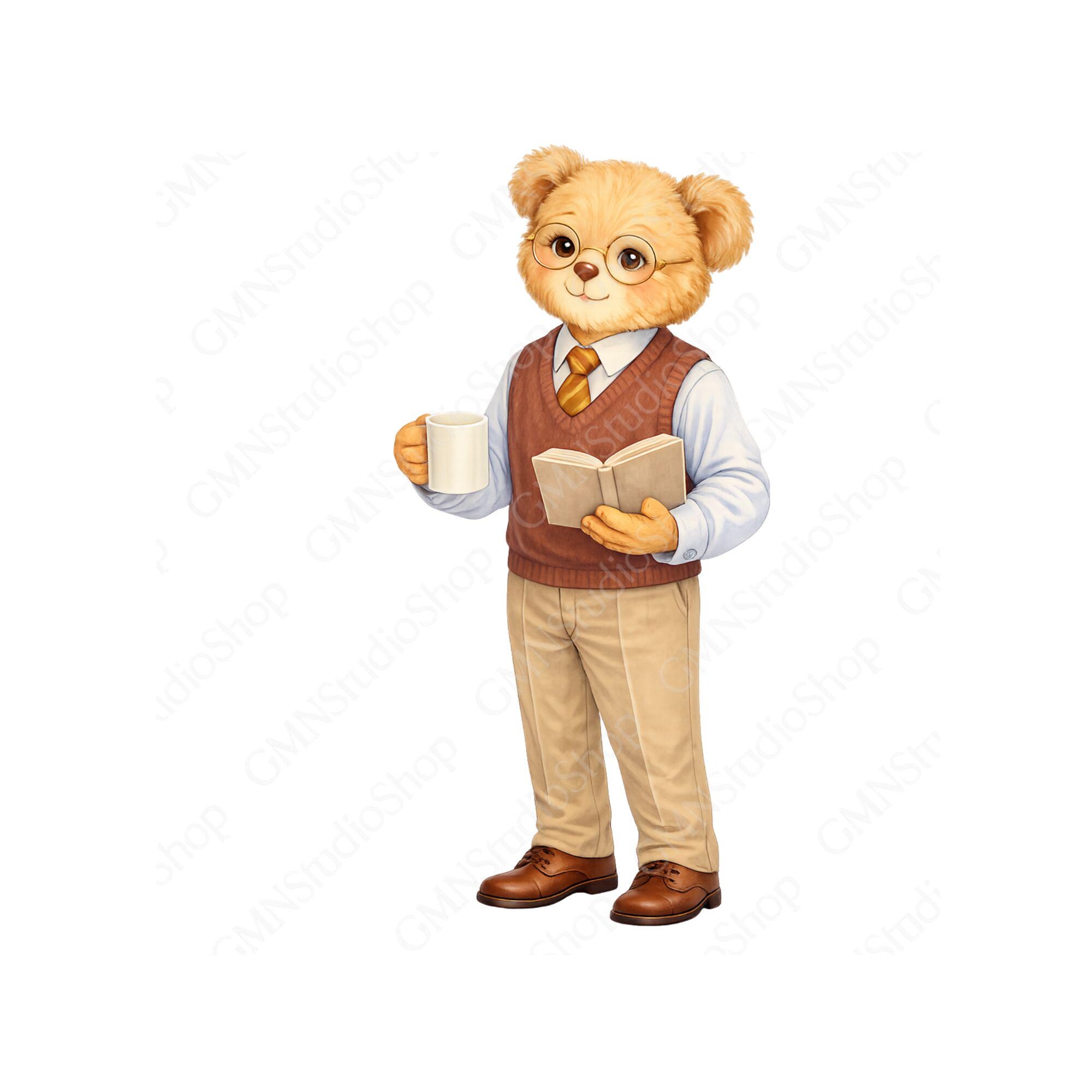 Teacher Teddy Bear Clipart Bundle, Whimsical School PNG (digital ...