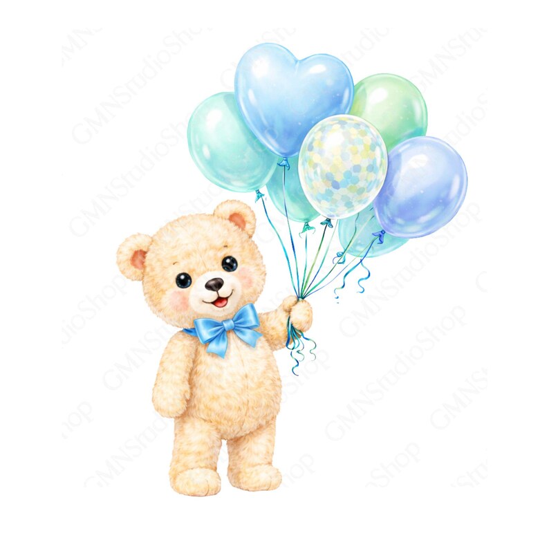 Birthday Teddy Bear Balloon Clipart PNG, Cute Bear With Balloons, Party ...