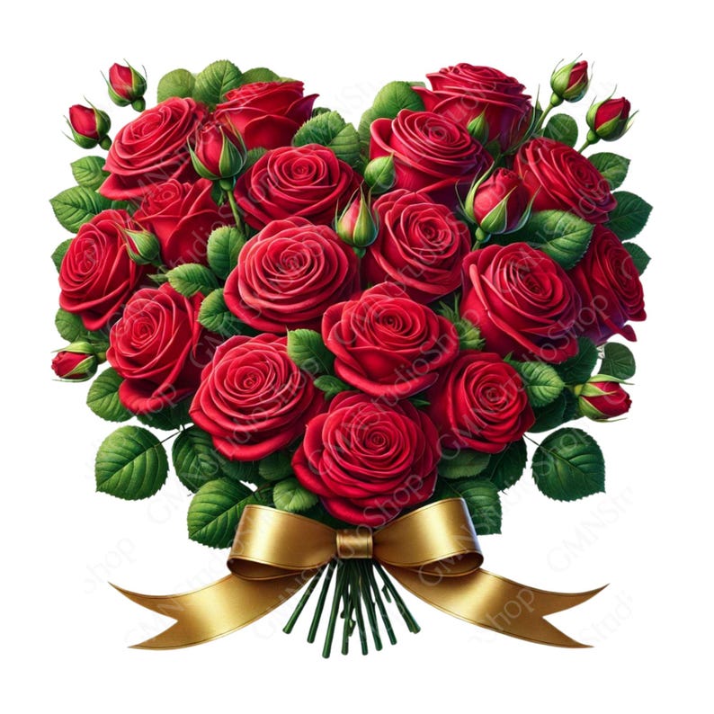 Rose Heart Bouquet Clipart PNG, Valentine Floral Heart, Romantic Rose ...